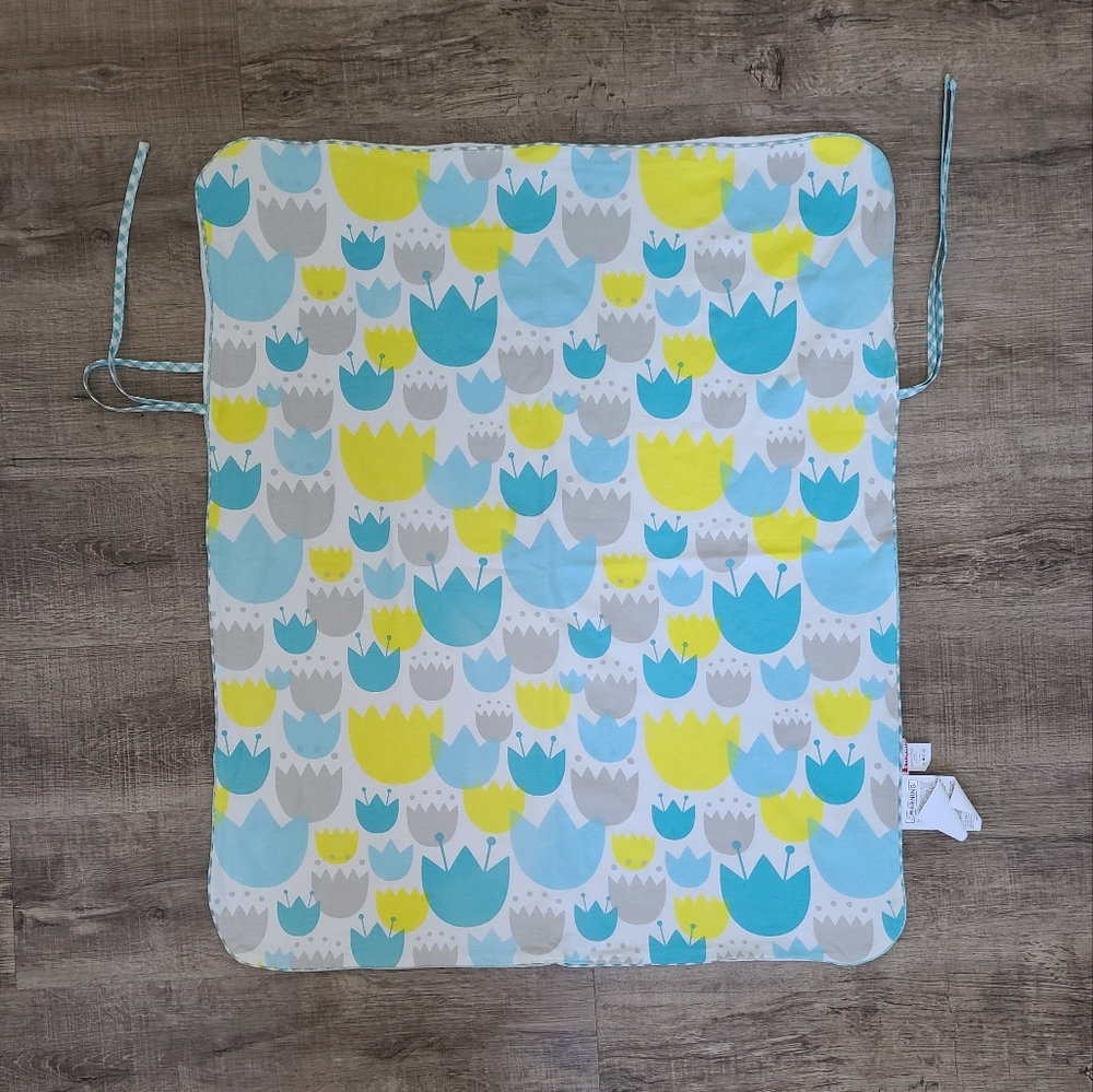 Babyletto Blue Yellow Tulip Garden Floral Baby Blanket
